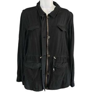 Full Tilt Black Utility Jacket Large Cargo Pockets Streetwear Gorpcore Grunge
